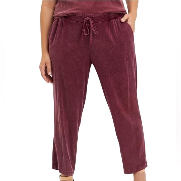 Torrid Relaxed Taper Stretch Challis High-Rise Tie-Front Pant - Picture 1 of 16